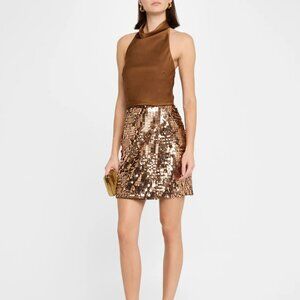 Liv Foster Sequin Combo Halter Mini Dress